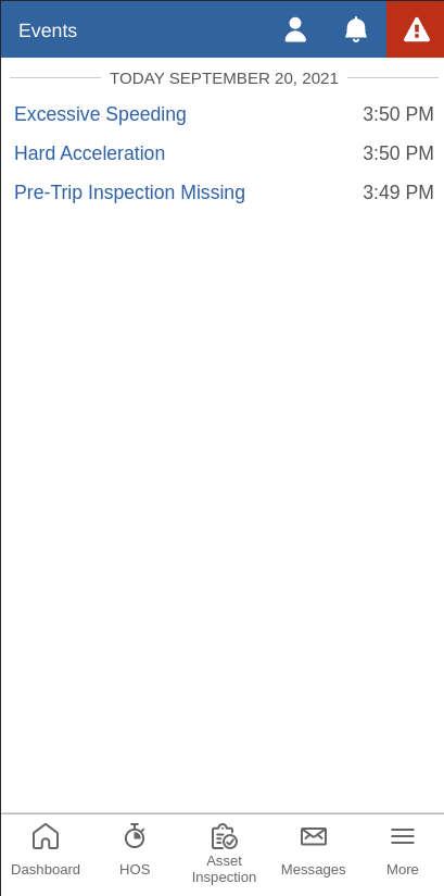 Events page mygeotab